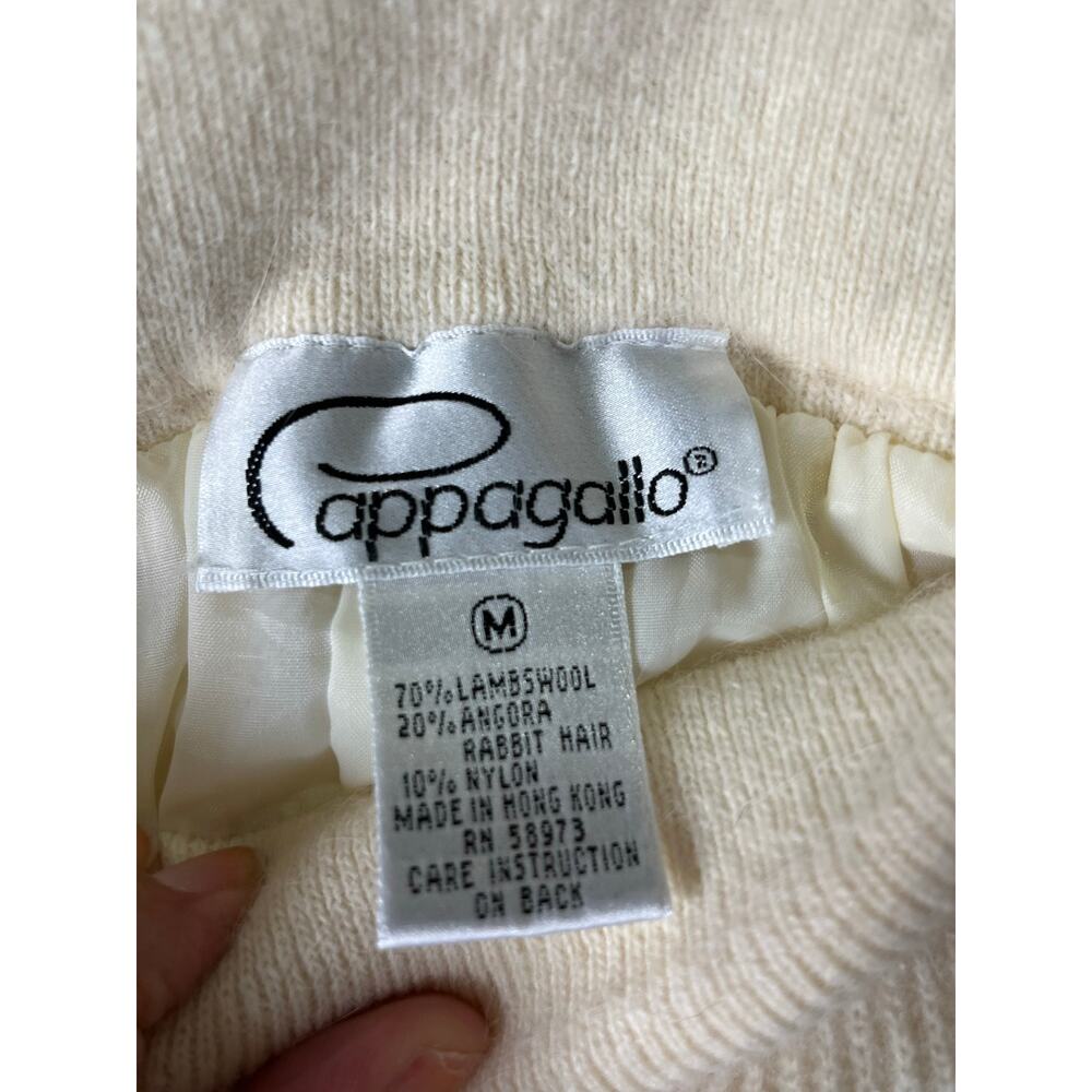 Vintage Ivory Lambswool Angora Beaded Ribbed Knit Sweater Skirt Set Quiet Luxury - Picture 12 of 13
